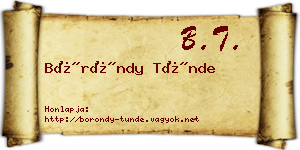 Böröndy Tünde névjegykártya
